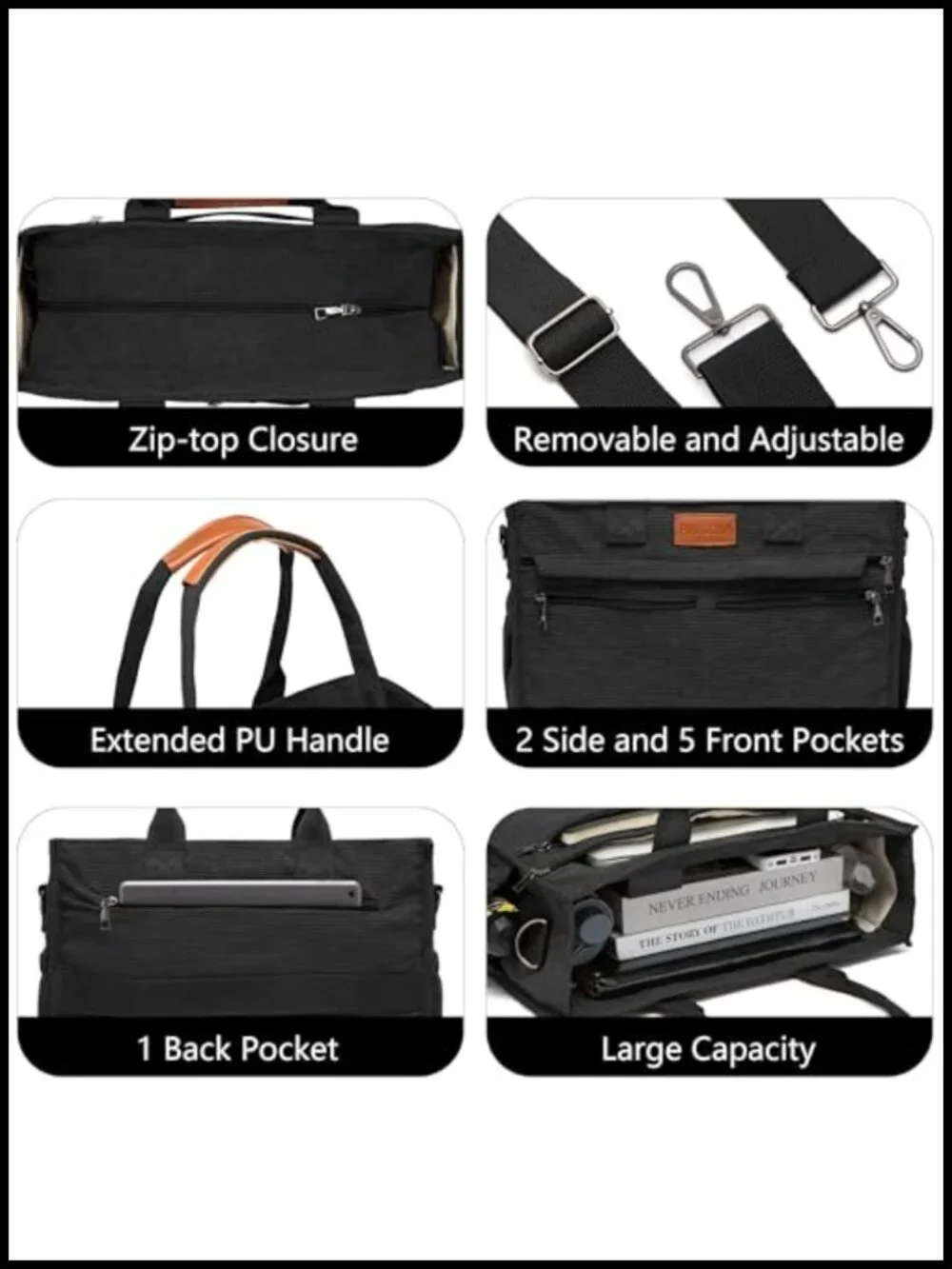 2-Piece Corduroy Tote Set, 14-Pocket Laptop Work Bag with Padded Compartment